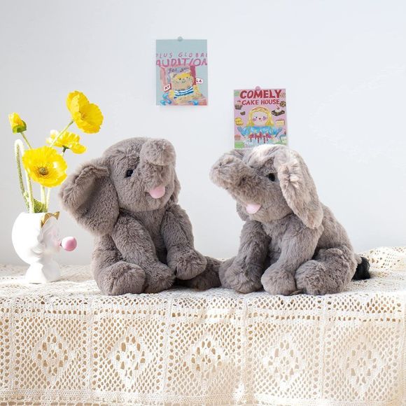 Cuddly Plush Elephant Toy - Soft Tan Companion - Picture 6 of 8